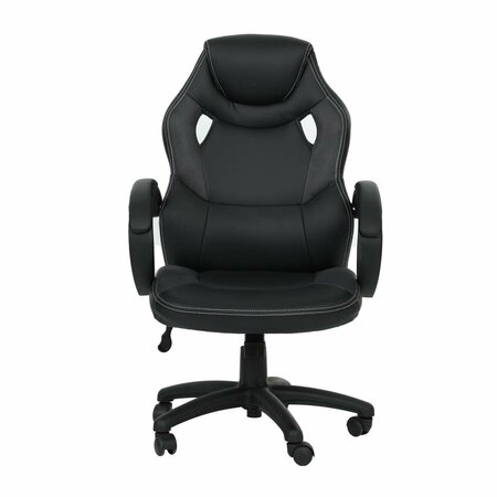 POUNDEX 27 x 28 x 42-46 in. Faux Leather Office Chair - Black & Gray F1688